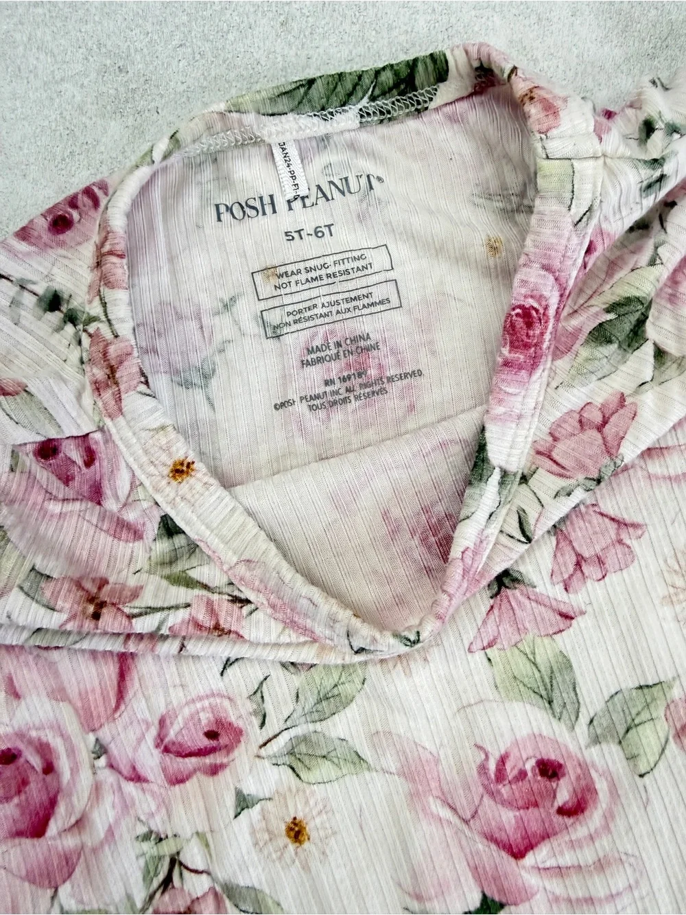 Posh Peanut Floral Ribbed Pajama Set – Size 5T-6T